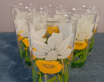 Anchor Hocking Daffodil Drinking Glasses Set of 6 | Midcentury Luncheon Glasses