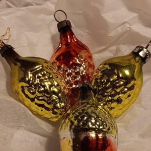 Vintage Christmas Ornaments | Set of 4 | Eastern European Glass Ornaments