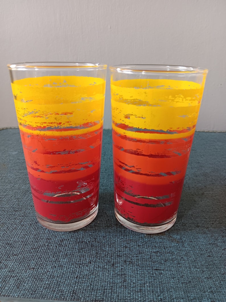 1960s Drinking Glasses in Red, Orange and Yellow Set of 4 image 4