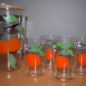 Midcentury Orange Juice Set with Pitcher and Glasses image 2