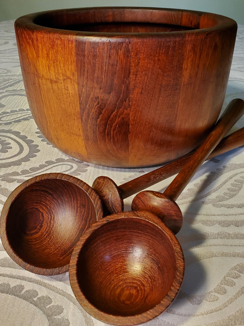 Nissen Denmark Staved Teak Salad Bowl with Serving Spoons image 1