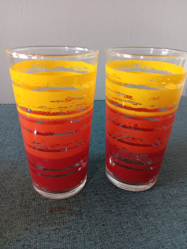 1960s Drinking Glasses in Red, Orange and Yellow Set of 4 image 2