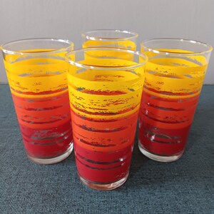 1960s Drinking Glasses in Red, Orange and Yellow Set of 4 image 6