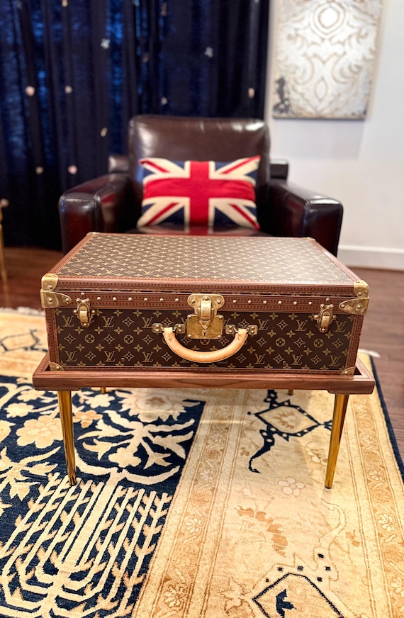 Vintage LOUIS VUITTON Monogram Trunk Coffee Table, Brass Hardware 