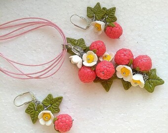 Raspberries for Girls Pendant with berries Pendant Pink