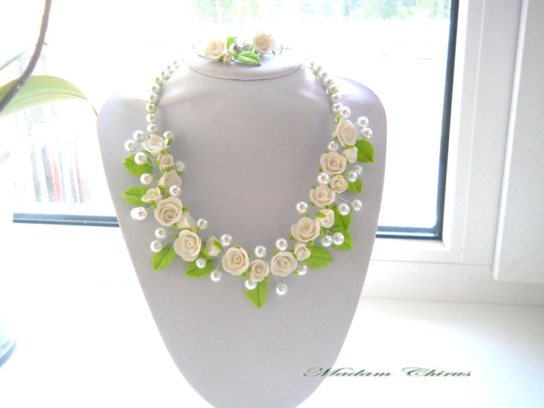 Elegant necklace, necklace and earrings, a necklace with pearls, wedding necklaces, jewelry, handmade image 2