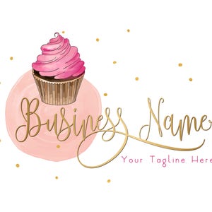 Cupcake logo, custom logo design, watercolor cupcake  bakery logo design, branding package, bakery sweets logo design, business logo design