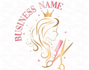 Gold Hair Stylist Logo: Comb & Scissors, Beauty Salon Branding (Digital File)
