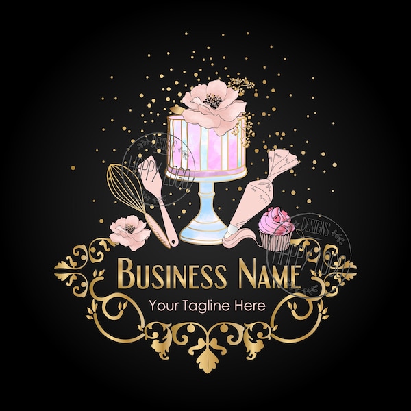 Aangepast logo, baklogo, snoeplogo, cupcake-logo, zakelijke bakkerij, garde-logo, bruidstaart-logo, cakewinkel, bakkerij-logo, grafisch ontwerp