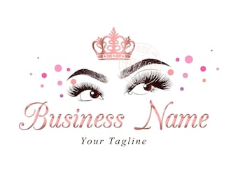 Crown Lashes Logo Design: Beauty Branding Package (Digital Files)