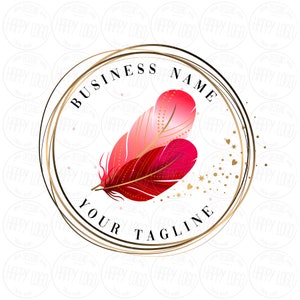 Logo con piuma, logo boutique, logo moda, logo bellezza, logo con piume acquerellate, logo con piuma rotonda e scintillante, pacchetto di branding