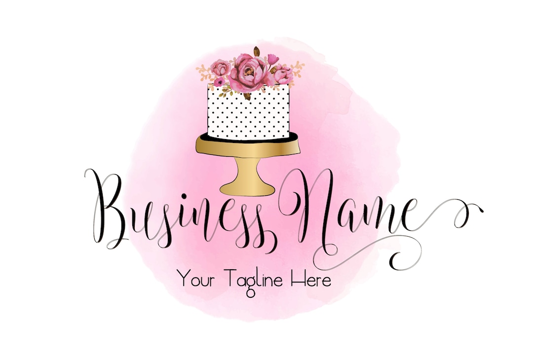 DIGITAL Custom Logo Design Watercolor Cake Logo Bakery Logo Etsy