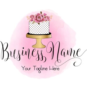 bakery and cake round badge logo design in pastel pink... Cake Logo, Bakery Logo, Custom Logo Design, Graphic Design, Branding ...