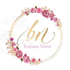 Wreath flowers logo, fashion boutique logo, beauty salon logo, roses logo, initials signature round circle logo, vector botanic decoration
