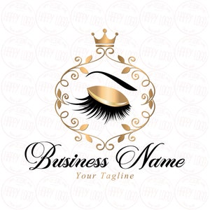 Lash custom logo design, lashes logo, crown beauty logo, makeup logo, eyelash logo, lash graphic design, lash branding package, vector logo