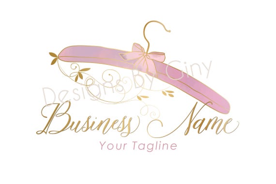 Digital Custom Logo Design Fashion Hanger Logo Gold Pink Etsy