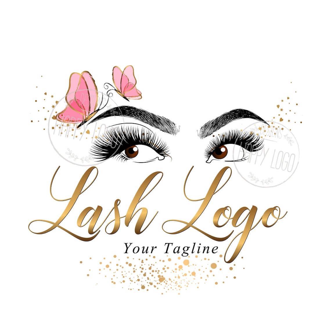 DIGITAL Custom logo design lash butterfly logo eyes pink | Etsy