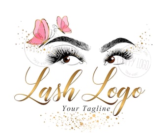 Lashes logo, custom logo design, lash butterfly logo, beauty logo, makeup logo, lash extension logo, branding package, vector graphic design