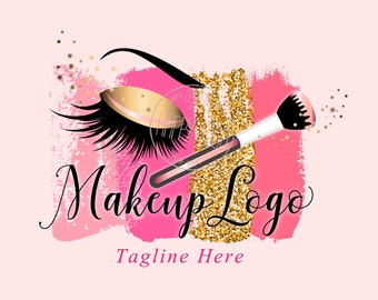 Pink Glitter Lash Logo: Makeup Artist Branding (Digital Files)