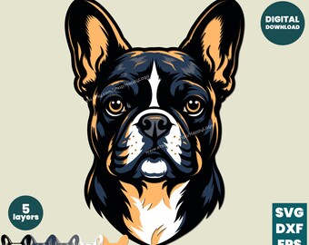 French Bulldog Laser Cut SVG | Layered File Dog Breed Digital Download