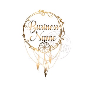 Dreamcatcher Feather Logo Design: Floral Wreath Branding (Digital Files)