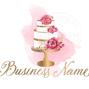Custom logo design, cake logo, bakery logo, premade watercolor, cakery logo, baking logo, patisserie logo, vector logo, graphic design