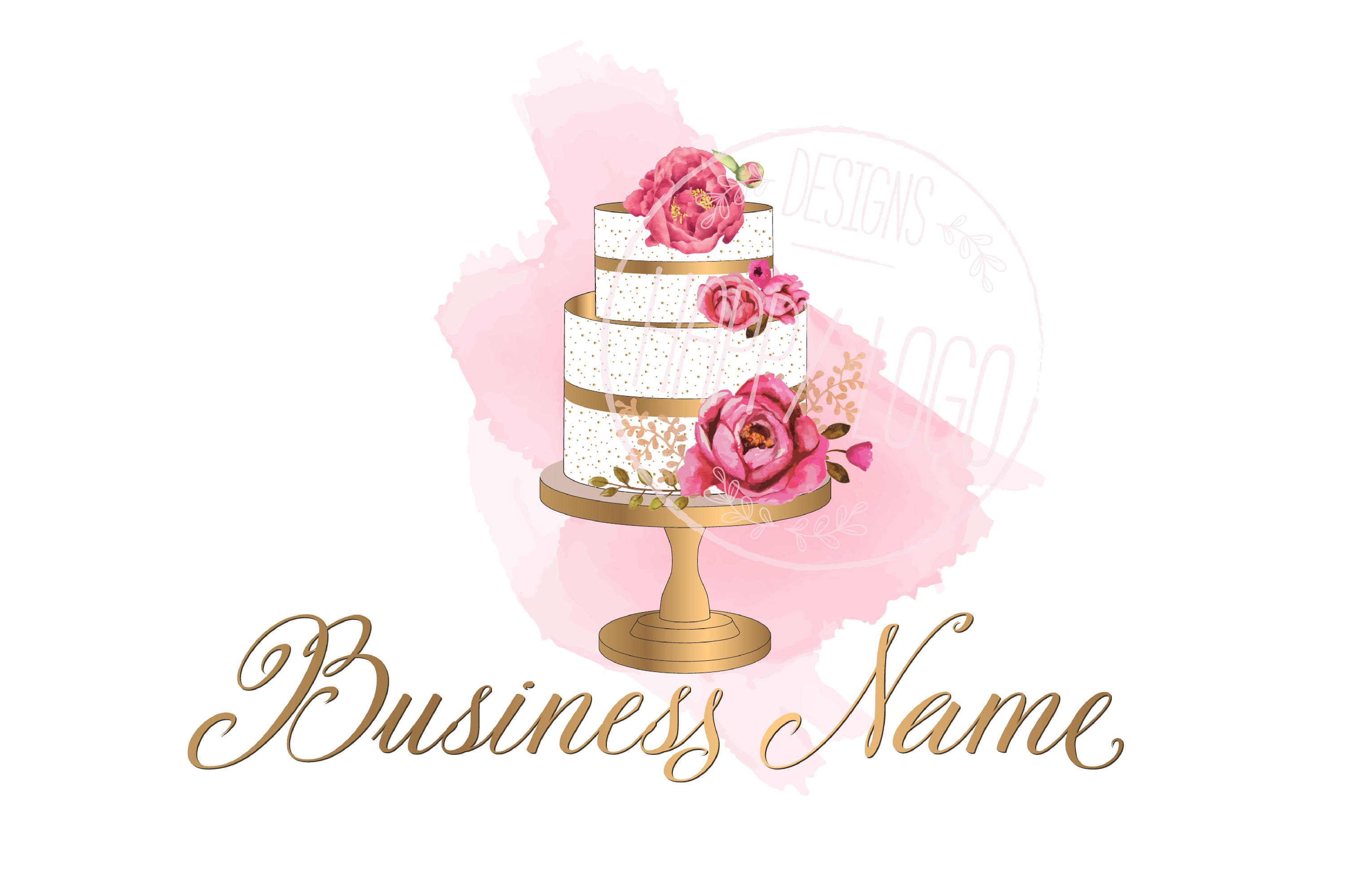 DIGITAL Custom logo design watercolor cake logo bakery logo | Etsy