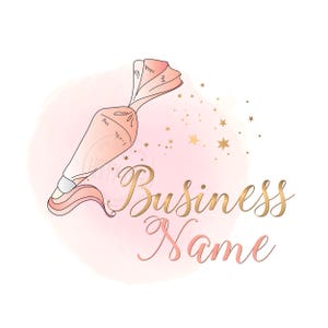 Custom logo design, piping bag logo, branding package, bakery logo, cakery logo, bakery logo, baking logo, premade watercolor, vector logo