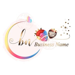 Bakery logo, baking logo, custom logo, chocolate strawberry logo, personalized logo, graphic design, branding package, vector logo