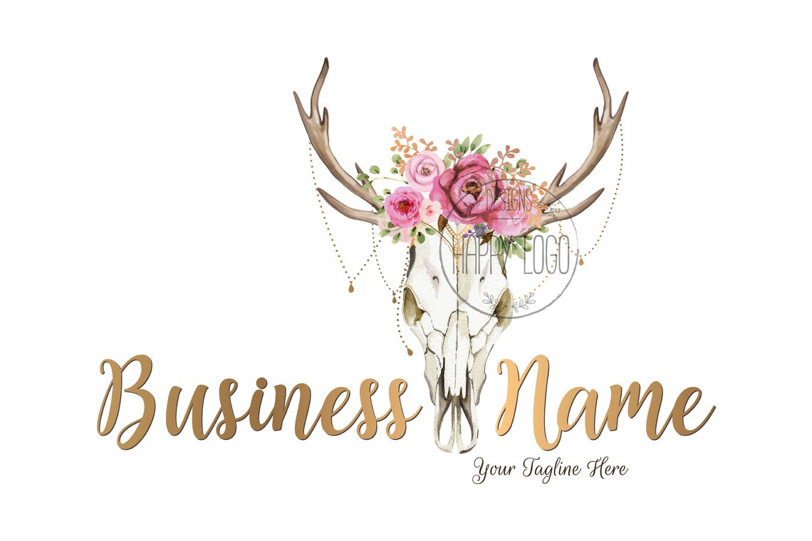 DIGITAL Custom Logo Design Skull Horns Logo Design Skull - Etsy