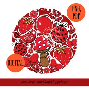 File digitale originale disegnato a mano con motivo boho, illustrazione per bambini in formato PDF e PNG, download immediato di palloncini, uccelli e farfalle nella foresta incantata.