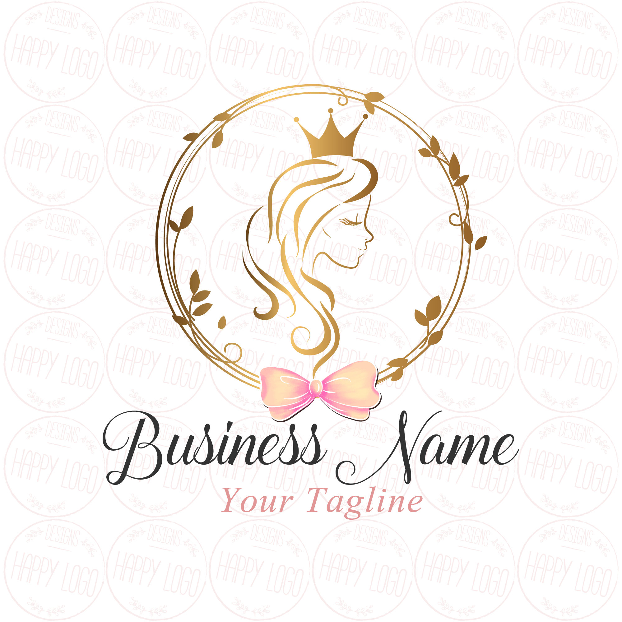 DIGITAL Custom Logo Design Hair Crown Beauty Logo Gold Girl - Etsy UK