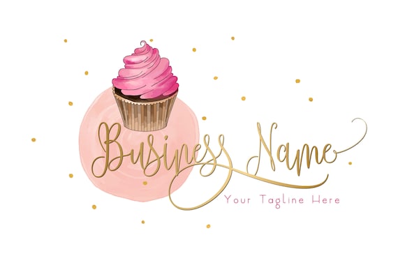 digital custom logo design watercolor cupcake bakery logo etsy bakery logo design
