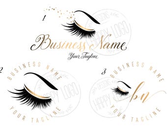 3X DIGITAL Custom logo, lashes logo, lashes beauty logo, makeup logo, gold lashes logo design, brow beauty logo, graphic design lashes