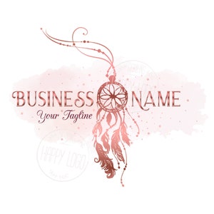 Dreamcatcher Feather Logo Design: Boho Branding Identity (Digital Files)