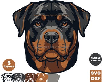 Rottweiler Laser Cut File SVG | Layered Svg Dog Breed Vector Cricut, CNC Router & Glowforge | Digital Download
