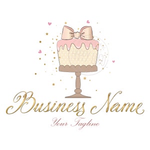 Bakery logo, baking logo, cake logo, premade logo, bakery logo design, watercolor logo cake, branding package, patisserie logo, vector logo