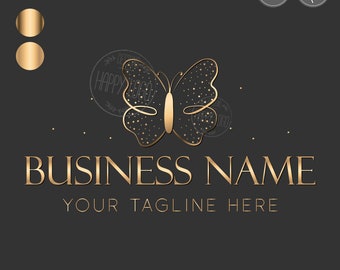 Butterfly logo design, Minimal Glitter Logo, Modern Logo, fashion boutique logo, Beauty Logo, Cosmetics Logo, Lash Nail Hair Business Logo