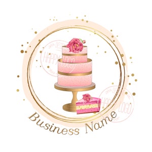 Bakery logo, custom logo design, cake logo, baking logo, premade watercolor, graphic design, branding package vector logo, personalized logo