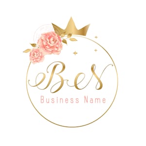 Flowers logo, fashion boutique logo, beauty salon logo, flowers crown logo, floral logo, vector botanic decoration, signature initials logo