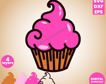 Bakery layered svg cut file, Cupcake SVG file for CNC Cricut Cut