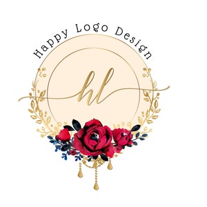 Flowers wreath circle logo design, red roses flowers round logo, fashion boutique logo, beauty salon logo, graphic design branding package
