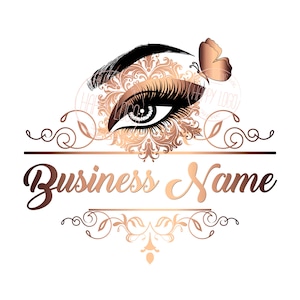Lash logo, custom logo design, copper lash butterfly logo, lashes beauty logo, makeup artist logo, lash extension logo, lash graphic design
