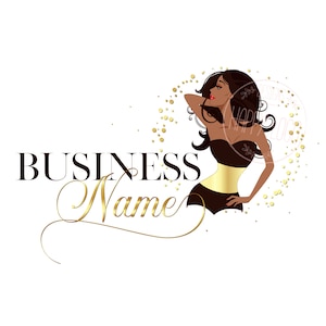 Beauty woman logo, feminine logo, Waist Training Logo, Lingerie Logo, Glam Silhouette logo gold, hair salon logo, glamour logo, vector logo