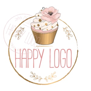 Cupcake logo, custom logo design cupcake, bakery logo, Logo watermark, baking logo, graphic design branding package, vector logo