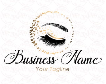 Lash logo, custom logo design, lash butterfly logo, lashes beauty logo, makeup logo, lash extension logo, cosmetics logo, branding package