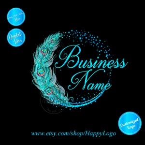 Pfauenfeder-Logo, Boutique-Mode-Logo, Schönheitssalon-Logo, Schmuckgeschäft-Logo, Spa-Yoga-Grace-Logo, rundes feminines Logo, Branding Pack
