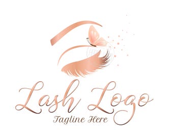 Lash logo, custom logo design , lash with butterfly logo, lashes beauty logo, makeup logo, lash extension logo, vector makeup artist logo