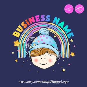 Baby logo, baby boy logo, stars rainbow colorful logo, fun happy kids fashion logo, toddlers playground logo, Toys shop, business logo