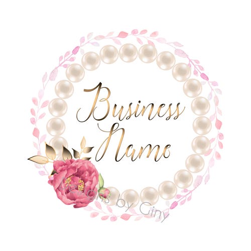 DIGITAL Custom Logo Design Pearls and Roses Logo Vector - Etsy